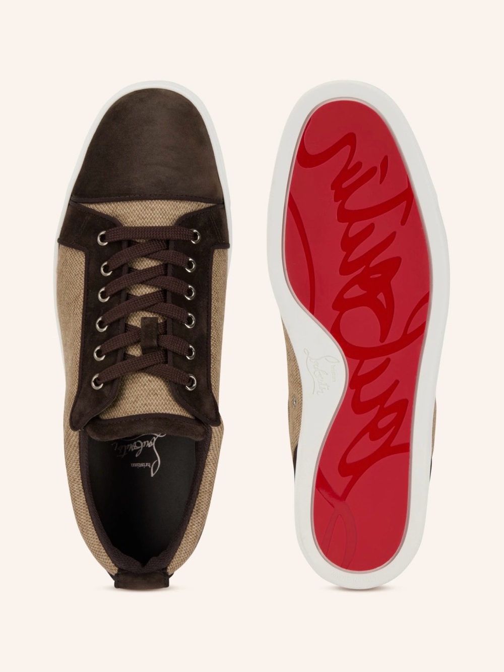 CHRISTIAN LOUBOUTIN LOUIS JUNIOR ORLATO BROWN SUEDE LOW TOP SNEAKERS SZ 42 NEW